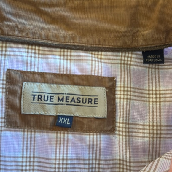 True Measure Long-Sleeve Button-Down Shirt XXL Lavender with Tan Plaid. - Picture 4 of 6